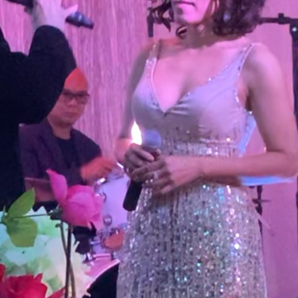 Atelier Alyce Satin Rouge Collection Gold Dress Sz 4 Women Evening Cocktail EUC - Picture 7 of 9